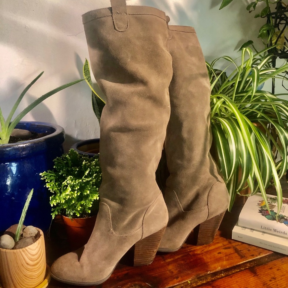 Knee High Taupe Suede Boots